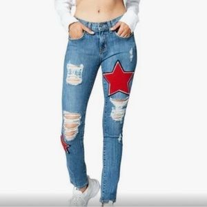 CARMAR Red Star Distressed Skinny Jeans